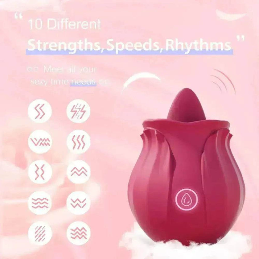 Rechargeable Rose Toy With Tongue Licking Best Clitoral Stimulator for Women