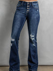 Women's High Waist Ripped Bootcut Jeans – Blue Denim Pants Canada USA
