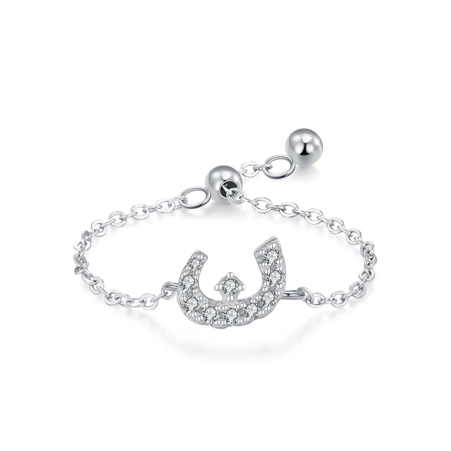 S925 Sterling Silver Niche Style Arabic Letters Pull-out Chain All-match Stackable