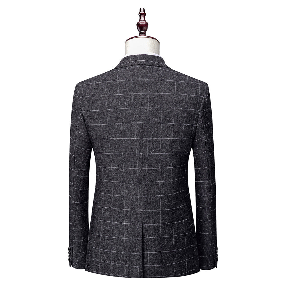 Men's Korean Slim Fit Business Suit – Dark Grey, S–4XL