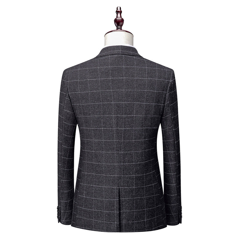 Men's Korean Slim Fit Business Suit – Dark Grey, S–4XL