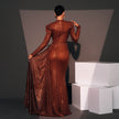 Long Sleeve Round Neck Slim Long Sequined Banquet Dress