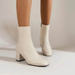 Winter Chunky Heel Pointed Toe Boots With Side Zipper Fashion Mid-calf Boot For Women Shoes