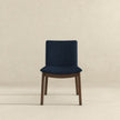 Laura Blue Linen Solid Wood Dining Chair  Set Of 2 Mid-Century Modern Style