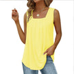 Summer cotton Tops For Women Loose Fit Pleated Square Neck Sleeveless Blouse Tops