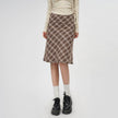Plaid A- Line Skirt Women's High Waist student Midi Skirt