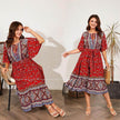 Modest Plus Size Summer dress V Neck Midi Beach boho Dress
