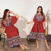 Modest Plus Size Summer dress V Neck Midi Beach boho Dress
