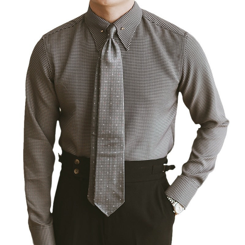 Men's Plaid Non-Iron Slim Fit Dress Shirt – Empire Collar Business Casual | Canada & USA