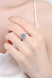 Bague Halo en Argent Sterling 925 avec Moissanite 1 Carat et Zircon en Accent