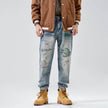 American Print Denim Casual jeans pant Loose Straight Dad Trousers For Men