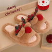 Indoor Cute One-word Cotton Slippers Autumn Women's Cartoon Fluffy Slippers