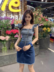 Women's Fashion Casual short sleeve Mini Denim Dress