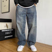 Heavyweight Washed Vintage Jeans – Unisex Baggy Straight-Leg Denim (M–8XL)