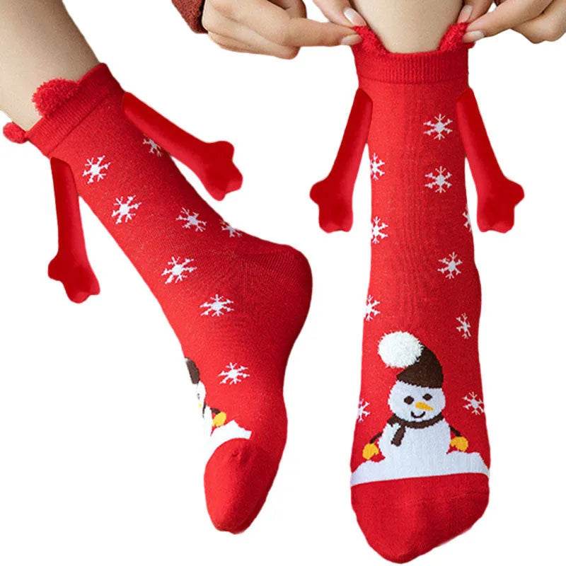Hand Holding Couple Magnetic Handle Christmas Stockings