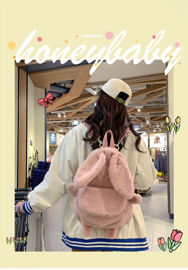 Fashion Mini Small Plush Cute Bunny Backpack for Girls