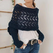 Autumn And Winter Warm Knitted Shawl top Women's Hollowed-out Double Sleeve