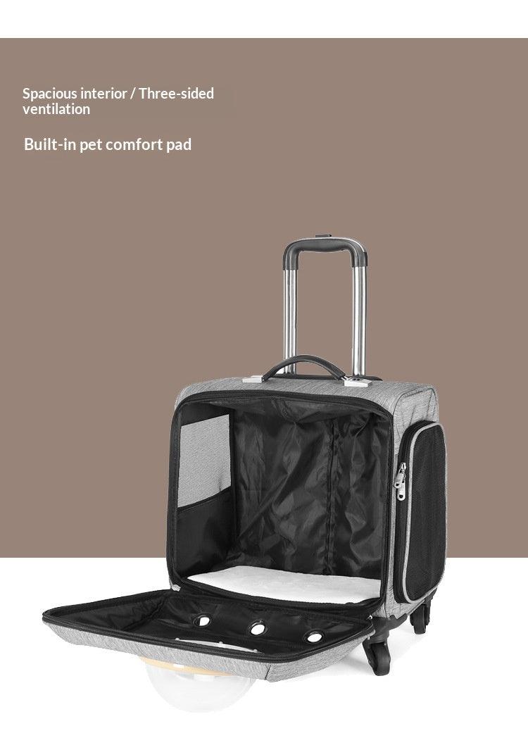 Rolling Pet Carrier Suitcase with Trolley Handle & Breathable Window