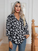 Leopard Print Lantern Sleeve Blouse Shirt top for Women