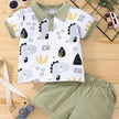 Boy's Little Dinosaur Lapel Cotton Short Sleeve Top Short Pants Suit Two piece for boys.