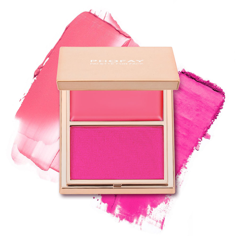 PHOFAY Double-Take Cream & Powder Blush Duo – Multi-Colour Blush & Contour Set