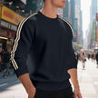 Mens Crew Neck Sweater – Striped Loose Pullover for Casual Wear