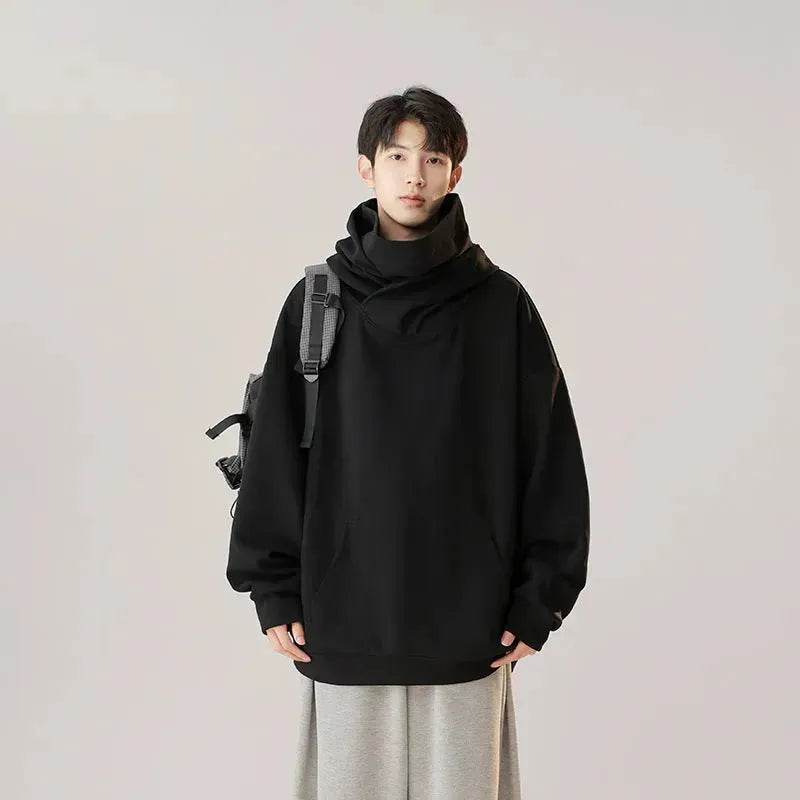 Autumn Winter Oversized Turtleneck Hoodie  Pullover for mens