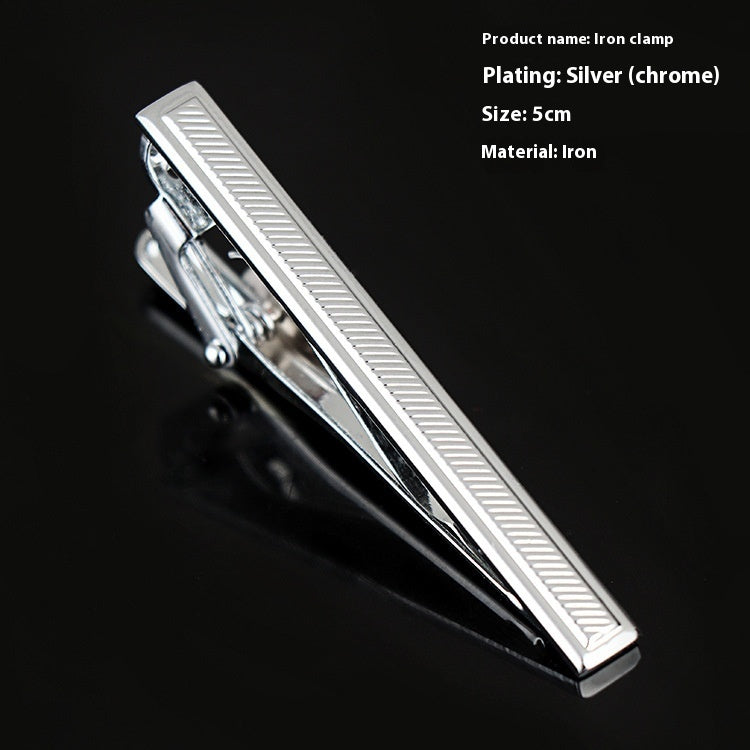Men's Silver Electroplated Tie Clip – 25 Line Pattern Styles, 5cm Flat Head Business Tie Bar | Canada & USA