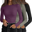 Women's 3D Print Crew-Neck Slim-Fit Long-Sleeve T-Shirt | Canada & USA