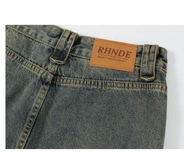 Punk Distressed Washed Denim Jeans Cargo Pant  Men