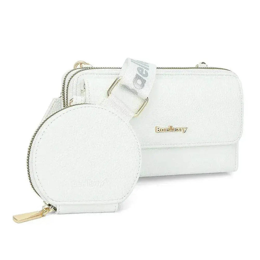 2pcs Lychee Texture Composite Bag Fashion Mobile Phone Bag With Small Coin Purse Letter Print Zipper Crossbody Shoulder Bag