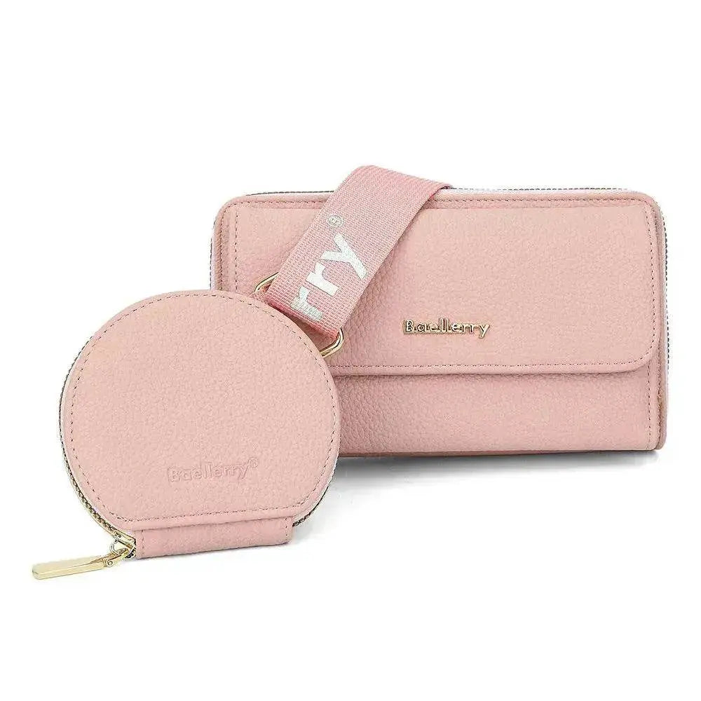 2pcs Lychee Texture Composite Bag Fashion Mobile Phone Bag With Small Coin Purse Letter Print Zipper Crossbody Shoulder Bag