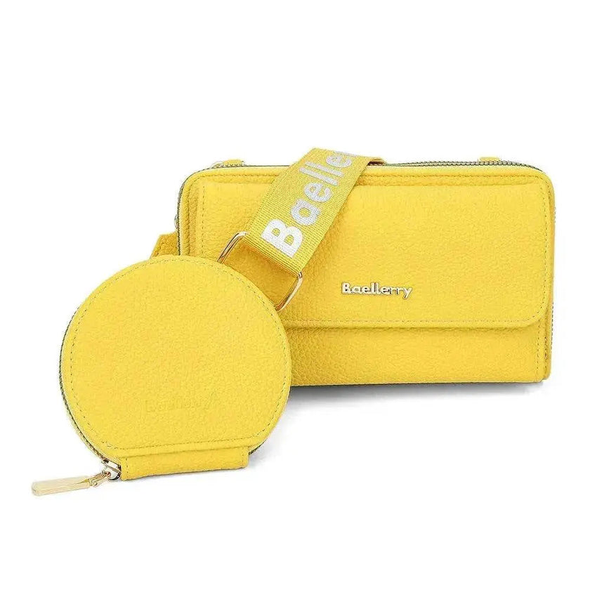 2pcs Lychee Texture Composite Bag Fashion Mobile Phone Bag With Small Coin Purse Letter Print Zipper Crossbody Shoulder Bag