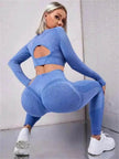 Fitness Leggings Sports Gym Sportswear Outfits Clothing 2pcs Sports Suits Long Sleeve Hollow Design