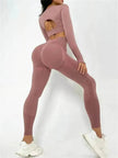 Fitness Leggings Sports Gym Sportswear Outfits Clothing 2pcs Sports Suits Long Sleeve Hollow Design