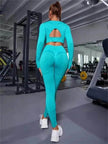 Fitness Leggings Sports Gym Sportswear Outfits Clothing 2pcs Sports Suits Long Sleeve Hollow Design