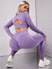 Fitness Leggings Sports Gym Sportswear Outfits Clothing 2pcs Sports Suits Long Sleeve Hollow Design