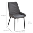 Blake Modern Dining Chairs Set of 2 with Diamond Tufting and Steel Legs-Grey