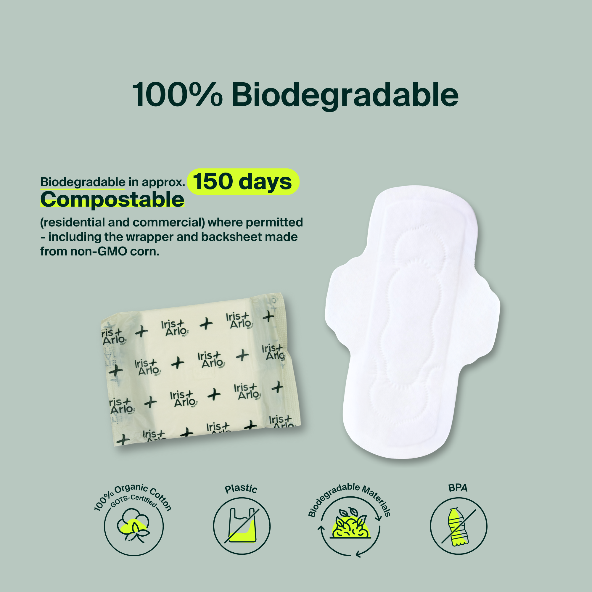 100% Organic Cotton Regular Pads - Bulk (250)