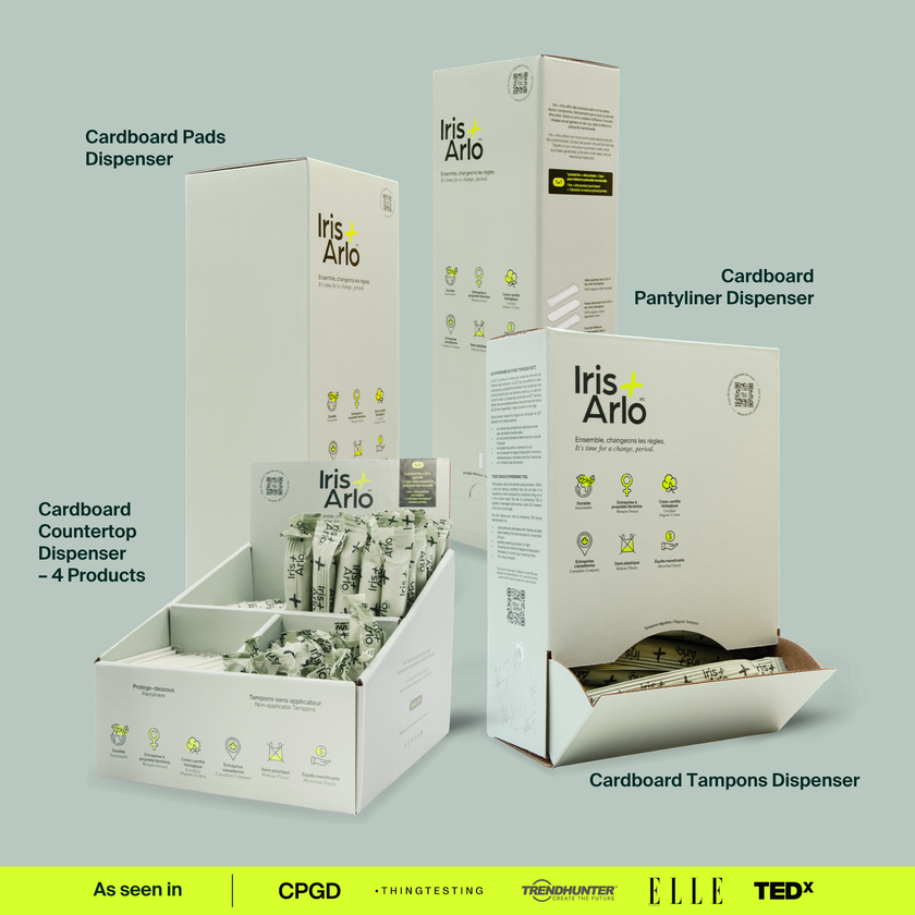 Wall-Mounted Cardboard Dispenser, 100% Organic Cotton Daily Pads