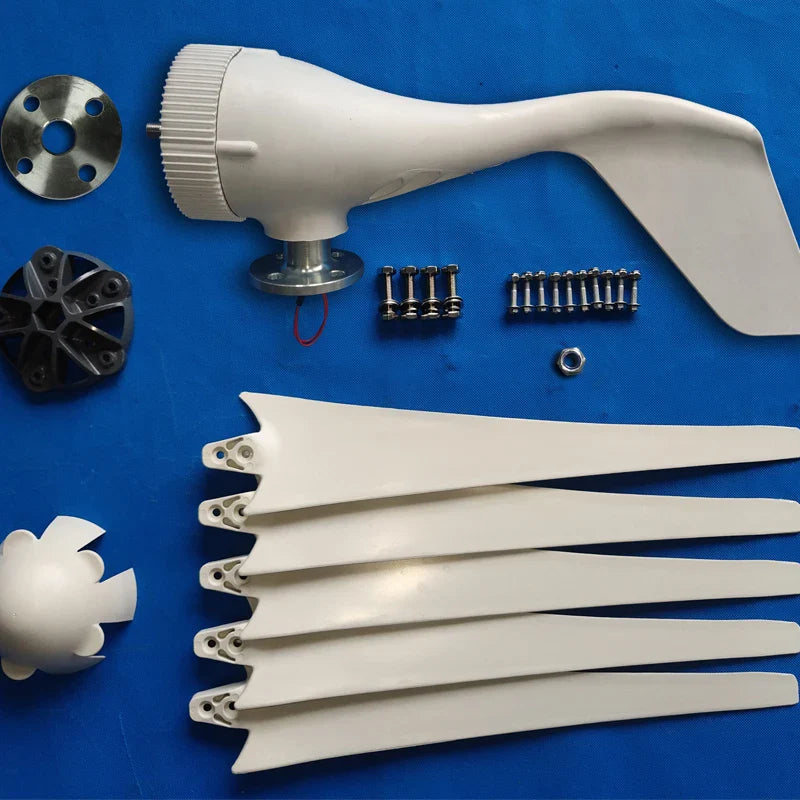 3-6KW Horizontal Wind Turbine Generator 12-48V 3/5 Blades With MPPT Hybrid Charger Controller