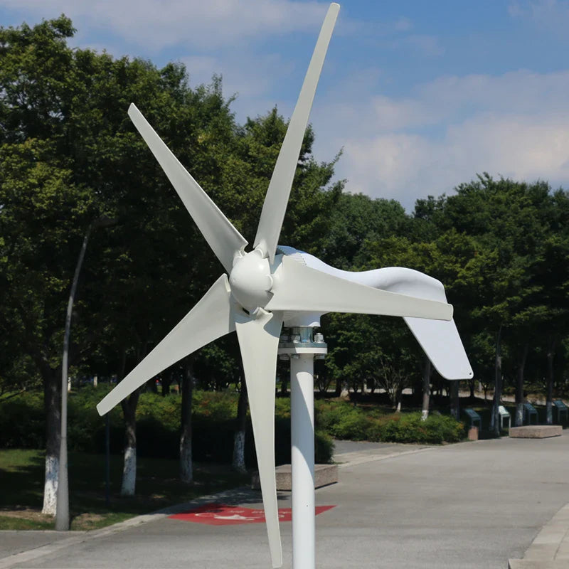 3-6KW Horizontal Wind Turbine Generator 12-48V 3/5 Blades With MPPT Hybrid Charger Controller