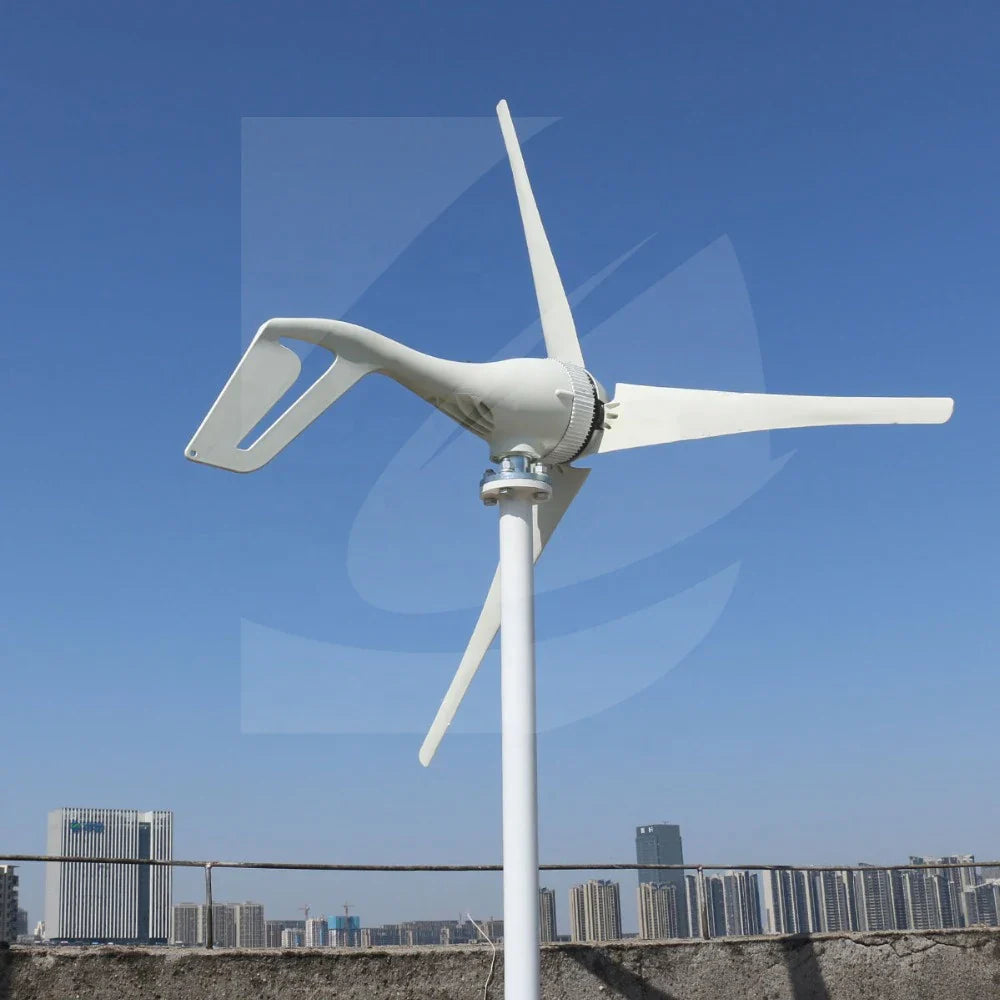 3-6KW Horizontal Wind Turbine Generator 12-48V 3/5 Blades With MPPT Hybrid Charger Controller