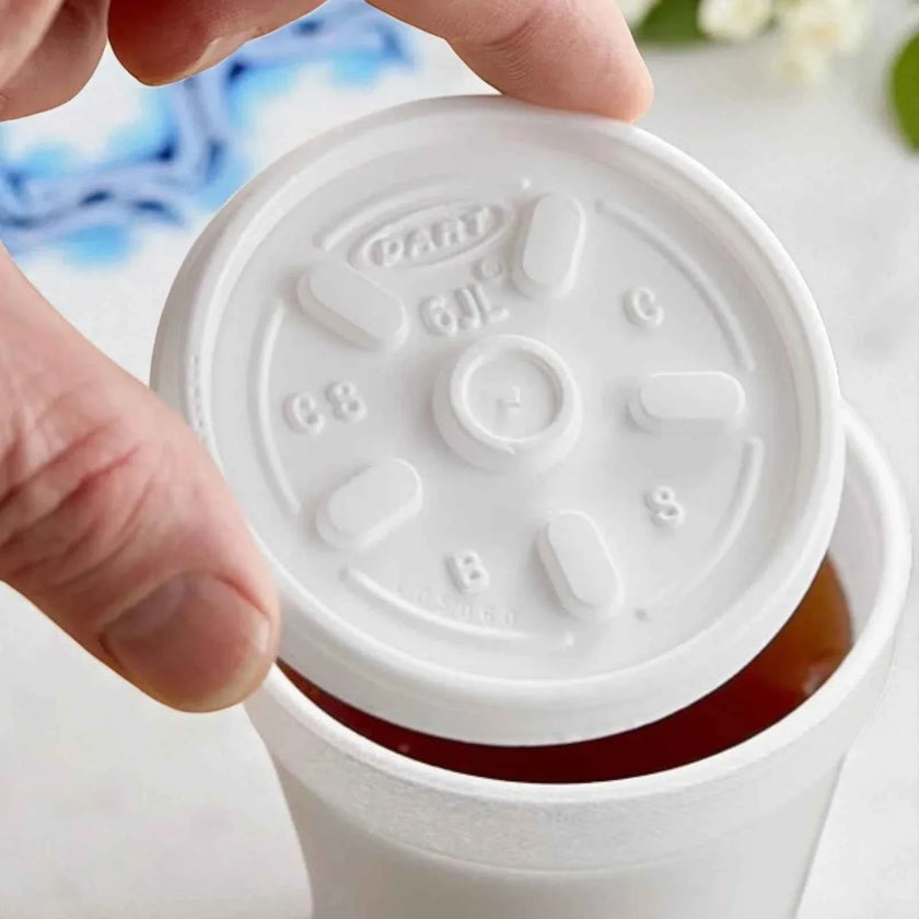 1000 plastic lids for 6oz foam cups Hot/Cold, Vented