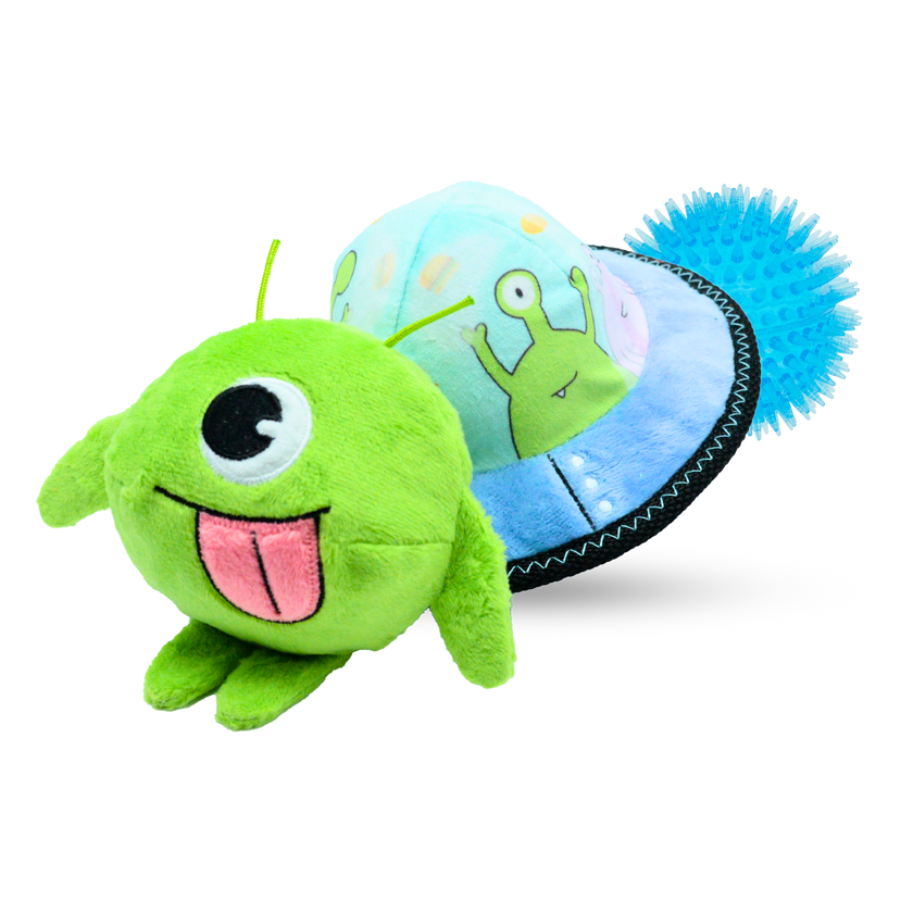 3-in-1 UFO Dog Toy – Plush, Squeaky & Interactive Fun