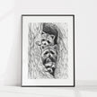 3 Raccoons in a tree - animal art print