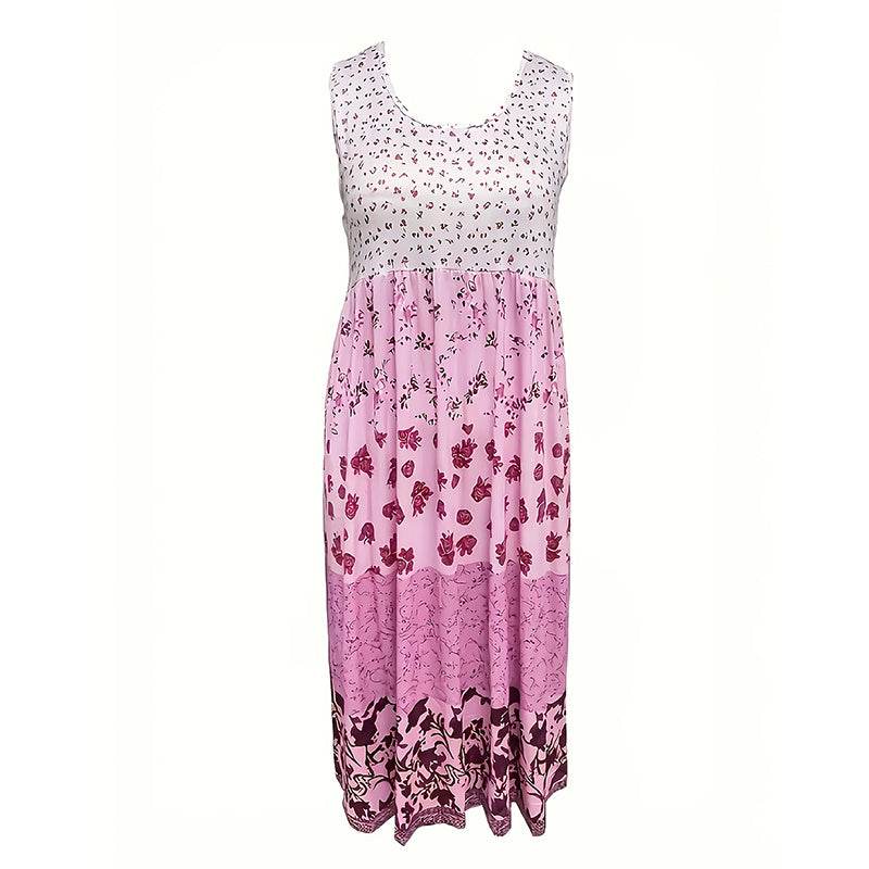 Casual Summer Boho Dress Floral Sleeveless Midi Dress