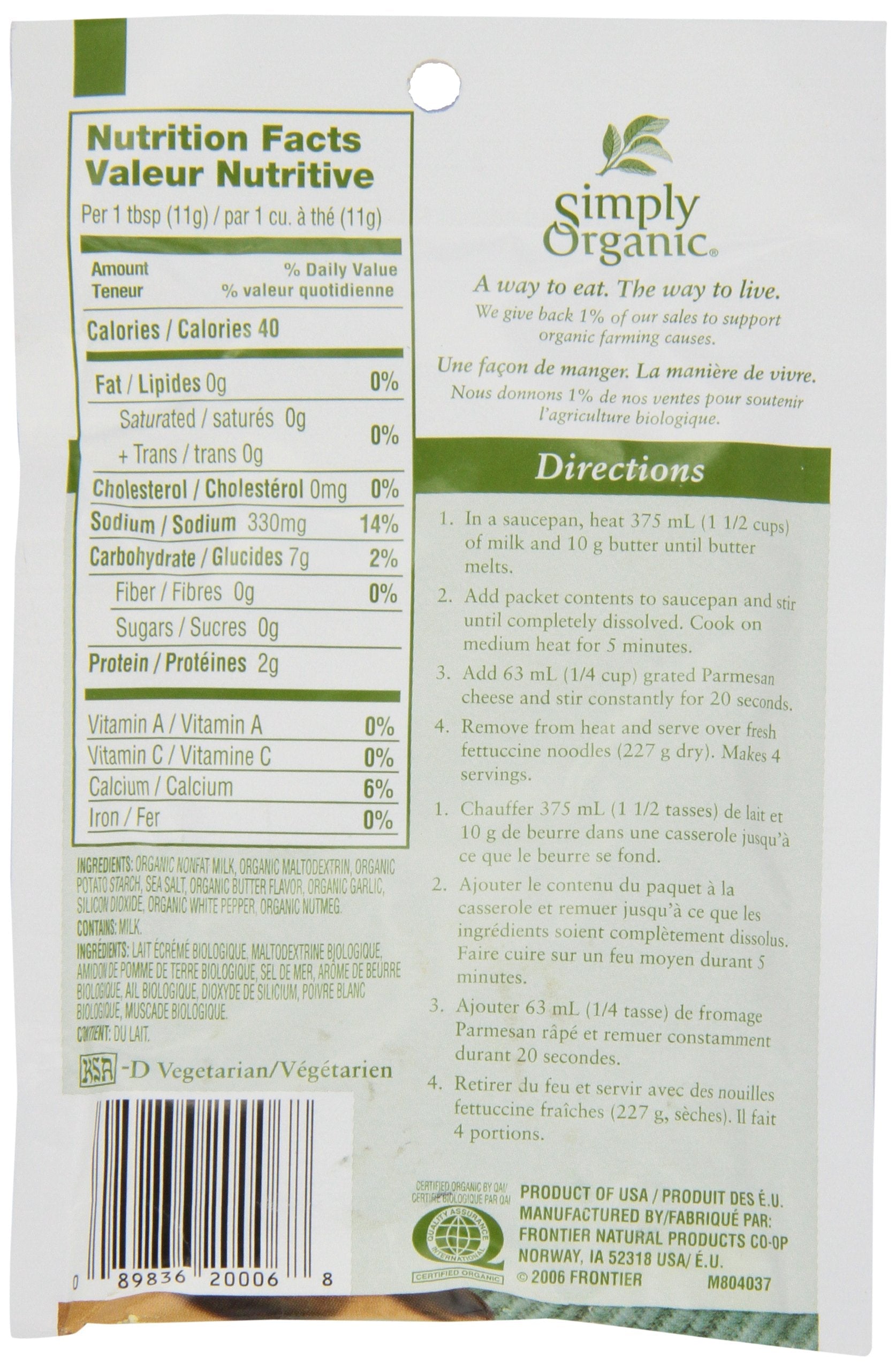 Simply Organic - Alfredo Seasoning Mix (42g)