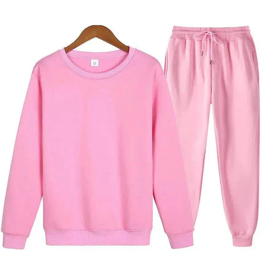 Autumn Winter  street fashion Plain Crew neck Sweatsuit for men