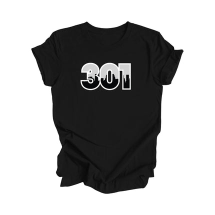 301 Baltimore Maryland USA Area Code Number City Skyline Gift - Unisex T-Shirt - Inspired X